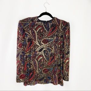 Vintage Gold Leaf Long Sleeve Blouse